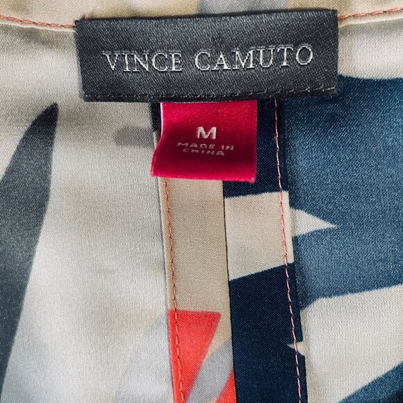 Vince Camuto Tropical Print Blouse Size M Boho Resortwear Workwear Trending - Picture 3 of 11